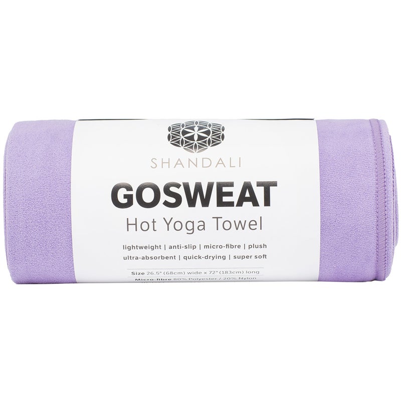 Shandali Hot Yoga GoSweat Microfiber Hand Towel in Super Absorbent Premium Violet Suede for Bikram, Pilates, Gym, and Outdoor Sports. 16 x 26.5 inches. - Image 1